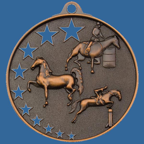 MH935Bt Bright Star Series Horse Medal Antique Bronze