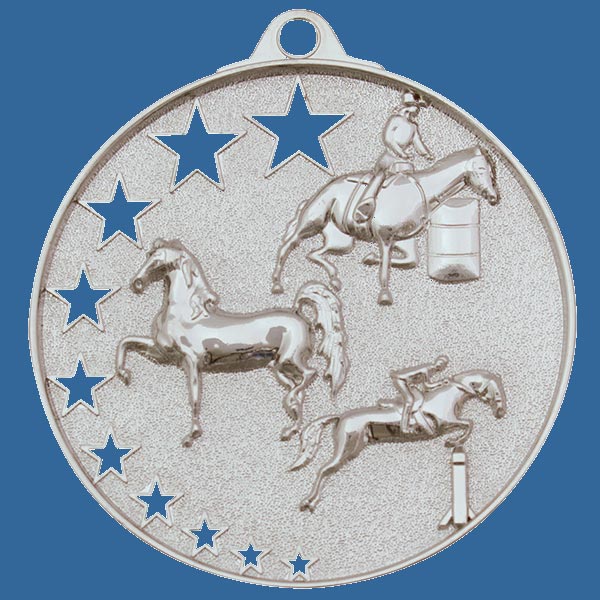 MH935St Bright Star Series Horse Medal Antique Silver