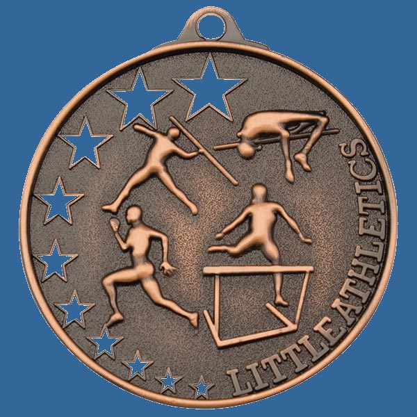 MH941Bt Bright Star Series Little Athletics Medal Antique Bronze