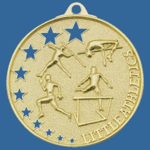 MH941Gt Bright Star Series Little Athletics Medal Antique Gold