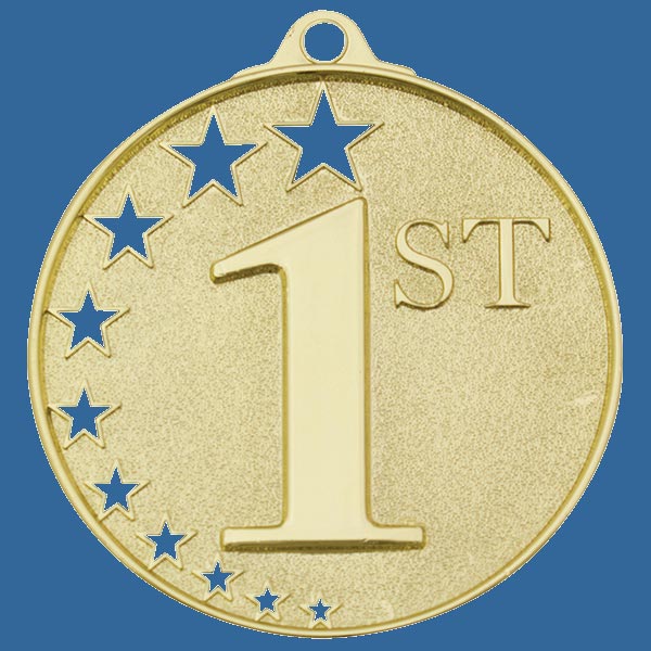 MH951Gt Bright Star Series 1st Place Medal Antique Gold