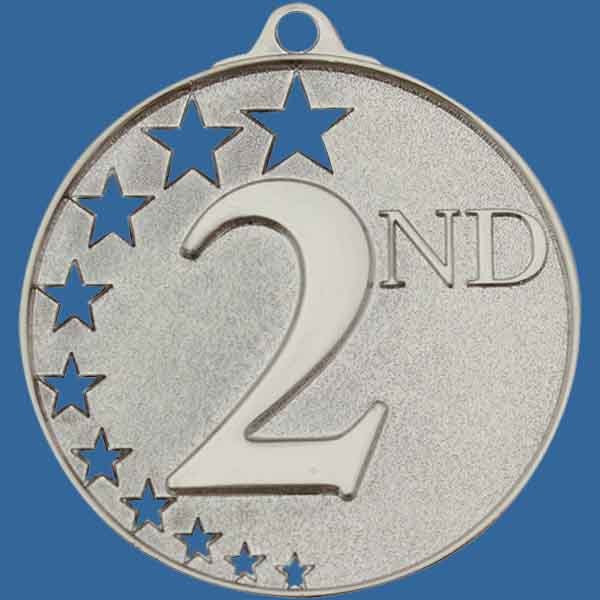 MH952Si Bright Star Series 2nd Place Medal Antique Silver