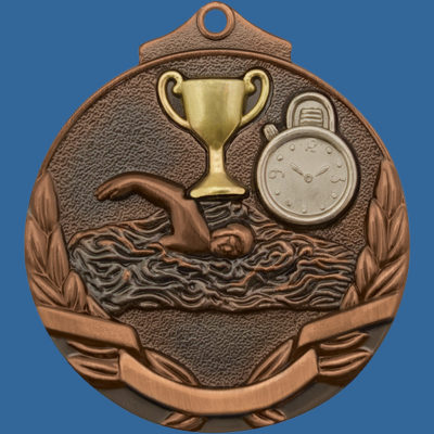 MT902Bt Two Tone Series Swimming Medal Antique Bronze
