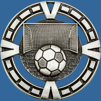 MY904St Varsity Series Soccer Football Medal Antique Silver