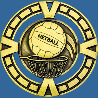 MY911Gt Varsity Series Netball Medal Antique Gold