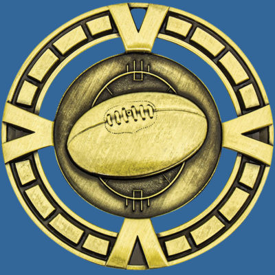 MY912Gt Varsity Series AFL Aussie Rules Medal Antique Gold