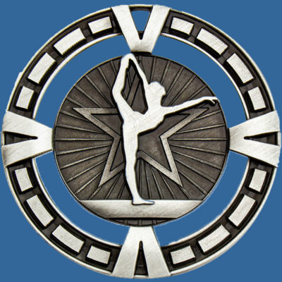 MY914St Varsity Series Gymnastics Medal Antique Silver