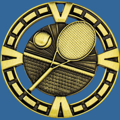 MY918Gt Varsity Series Tennis Medal Antique Gold