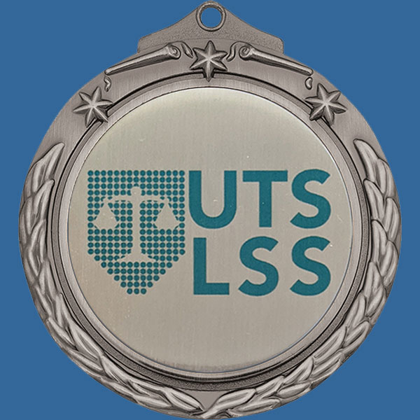 MP#M842St-Star-&-Wreath-Medal-Silver-50mm-Custom Print Insert