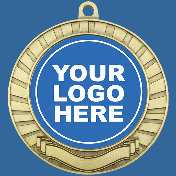 MY201Gt Eco Scroll Medal Antique Gold - 70mm Diameter - 2mm Thick