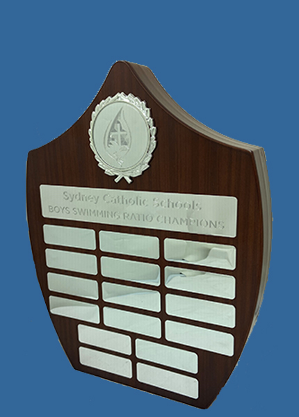 LCS29t59x19Silver Freestanding Shield Perpetual Trophy (35mm thick)