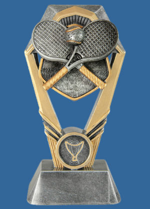 18_+RI12Ge Hex Tower Series Tennis Resin Trophy