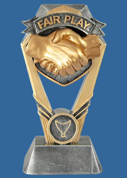 18_+RI38Ge Hex Tower Series Fair Play Resin Trophy