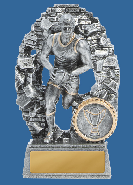 1010-3M_e Crash Through Series Aussie Rules Male Resin Trophy