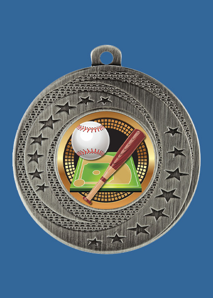 BSW133St Wayfare Series Baseball Medal Antique Silver