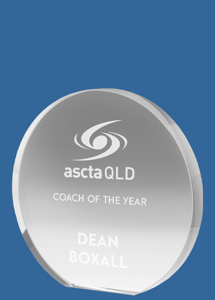 W70_t Circle Clear Glass Award Trophy (15mm Thick)