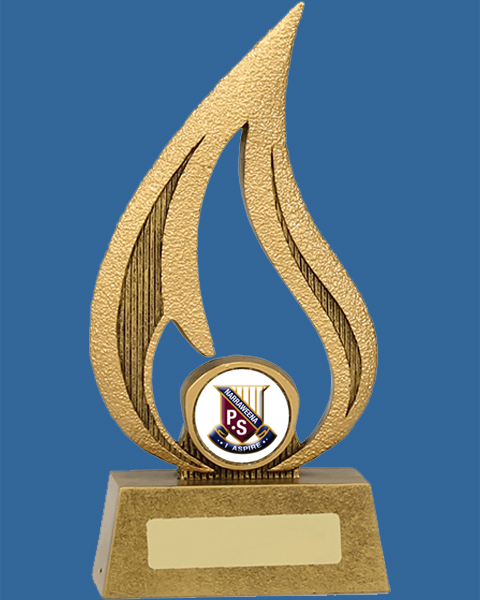 A1825_t Antique Gold Flame Logo Resin Trophy