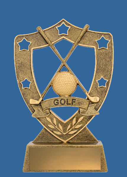 13_17t Gold Shield Series Golf Resin Trophy