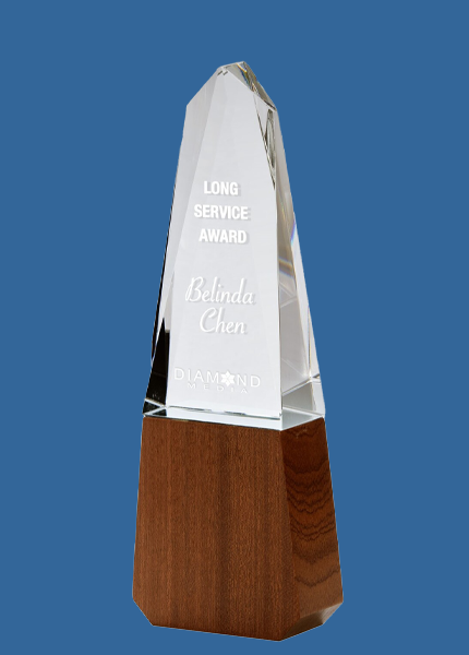 1280Ce Crystal-Timber Obelisk Award (40mm Thick)