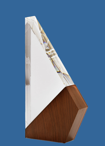 1280Ee Clear Crystal with Timber Sail Award (35mm thick)