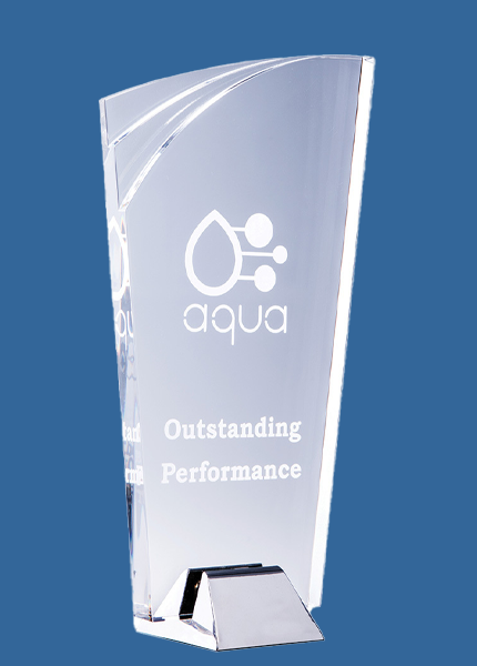 EAC07_e Glacier Series Wedge Clear Acrylic Award with Metal Base (15mm Thick)