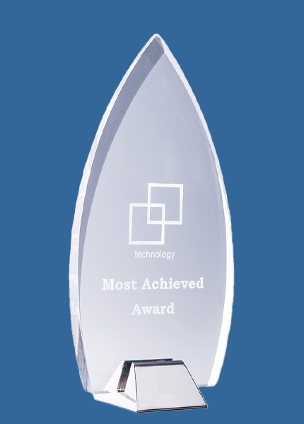 EAC08_e Glacier Series Flame Clear Acrylic Award with Metal Base (15mm Thick)