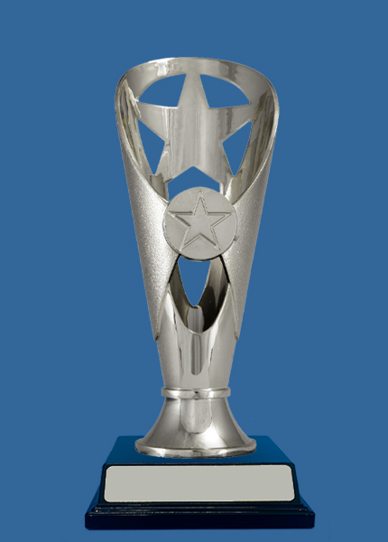1102S+BK Plastic Trophy Cup Silver with Black Base