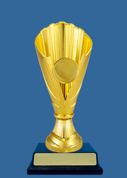 1116Ge+BK Plastic Trophy Cup Gold with Black Base
