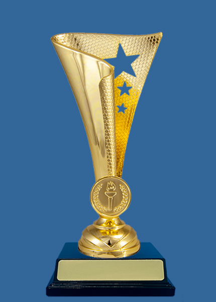 1117Ge+BK Plastic Trophy Cup Gold with Black Base