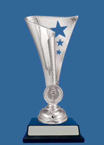 1117Se+BK Plastic Trophy Cup Silver with Black Base