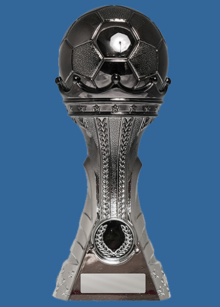 233-9SBK_e King Stand ReziMax Plasic Football Trophy - Silver