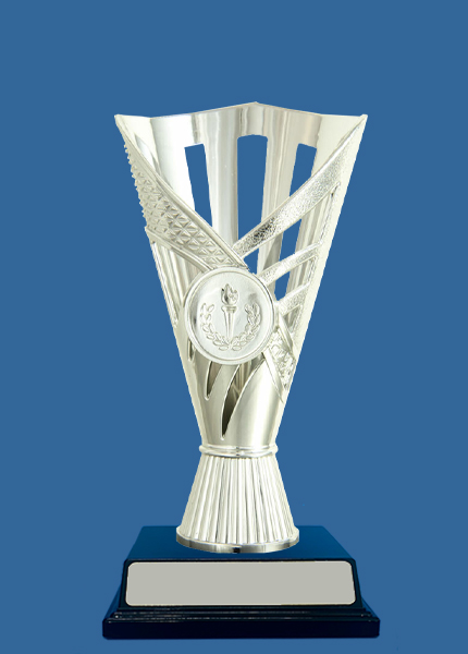 256S+BK Plastic Trophy Cup Silver with Black Base