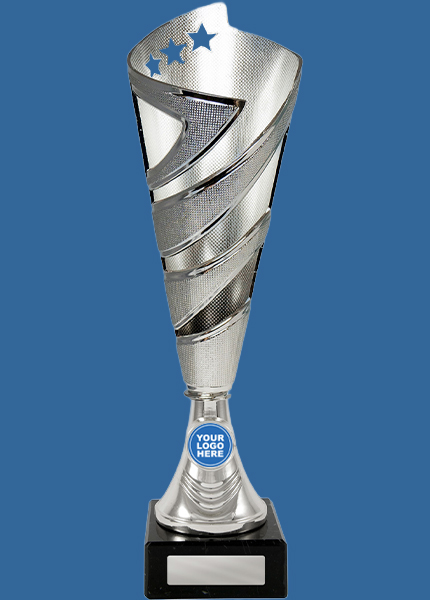 285Se+Mk Silver Plastic Portofino Cup on Black Marble Base
