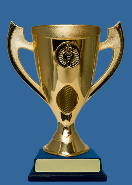 442-3G+BK Plastic Trophy Cup Gold with Black Base