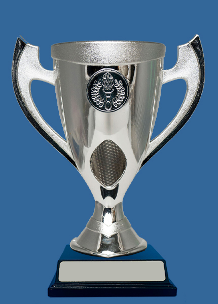 442-3S+BK Plastic Trophy Cup Silver with Black Base