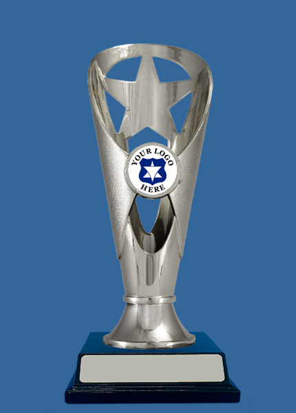 L#1102S+BK Plastic Trophy Cup Silver with Black Base