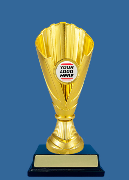 L#1116Ge+BK Plastic Trophy Cup Gold with Black Base, 25mm Custom Insert