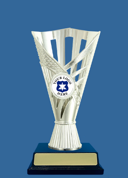 L#256S+BK Plastic Trophy Cup Silver with Black Base