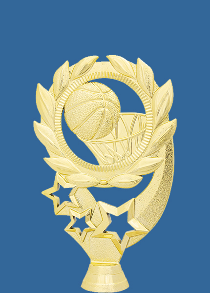 4534t Gold Plastic Wreath Basketball Trophy Figurine - 13cm