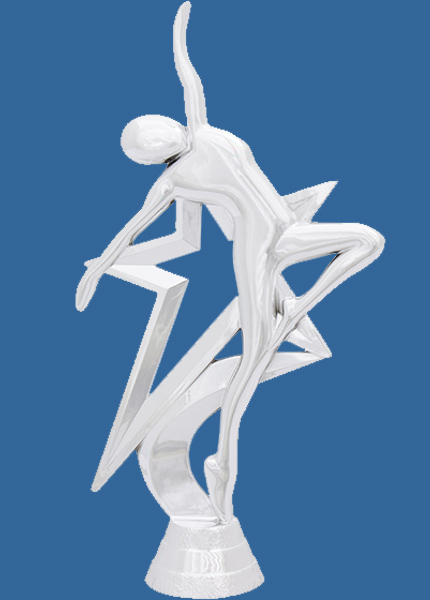 4651-2t Silver Plastic Star Dance Trophy Figurine - 16.5cm