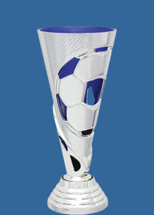 4823t Silver & Blue Plastic Copa Cup Football Trophy Figurine - 14cm