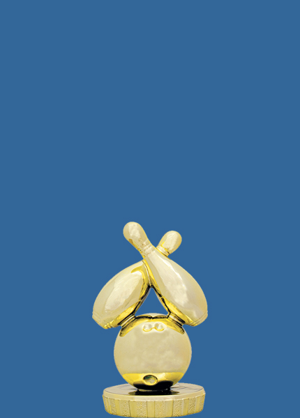 6652t Gold Plastic Mini Tenpin Bowling Trophy Figurine - 7.5cm