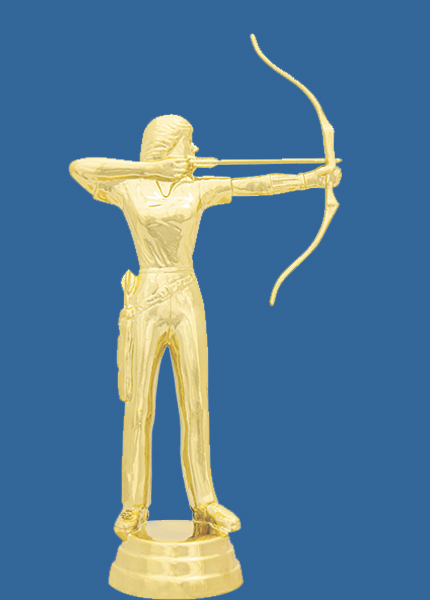 8005t Gold Plastic Female Archery Trophy Figurine - 15cm