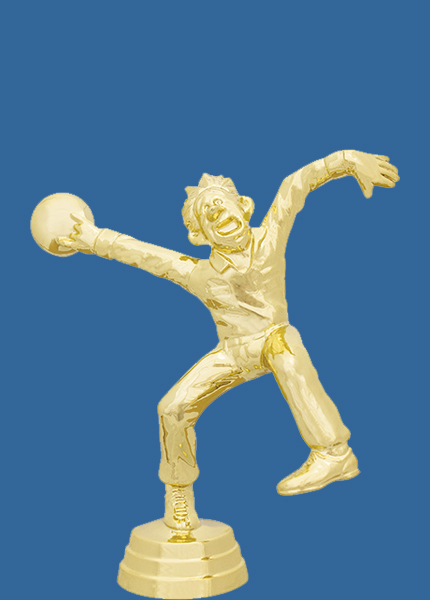 8010t Gold Plastic Comic Tenpin Bowling Trophy Figurine - 12cm