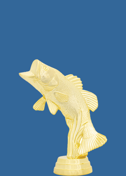 8106t Gold Plastic Bass Fishing Trophy Figurine - 10.5cm
