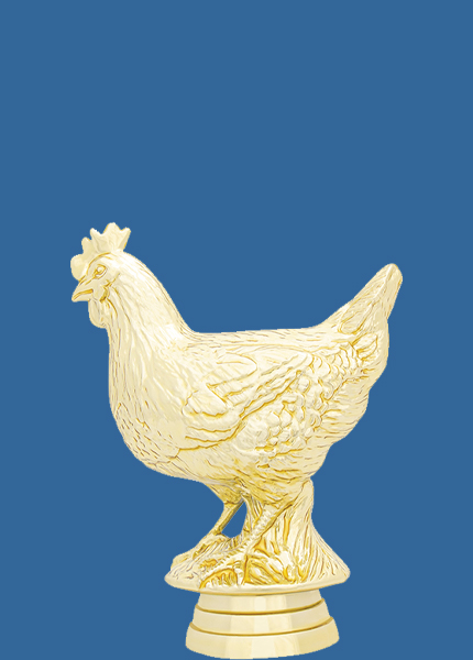 8127t Gold Plastic Chicken Trophy Figurine - 10.5cm