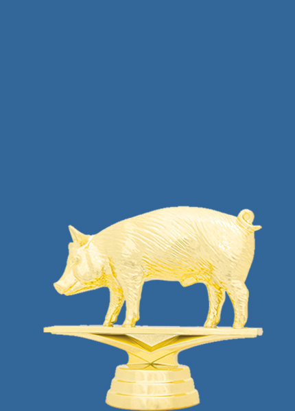8128t Gold Plastic Pig Trophy Figurine - 8cm