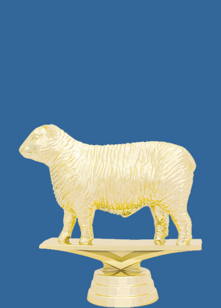 8130t Gold Plastic Sheep Trophy Figurine - 9.5cm