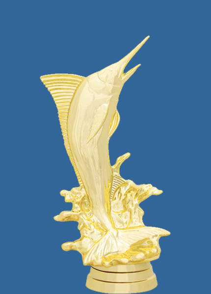 8133t Gold Plastic Marlin Fishing Trophy Figurine - 14cm