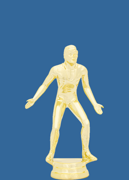 8326t Gold Plastic Male Wrestling Trophy Figurine - 12cm